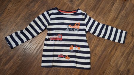 Langarmshirt Kinder Grösse 104Streifen Fahrzeuge Motiv 