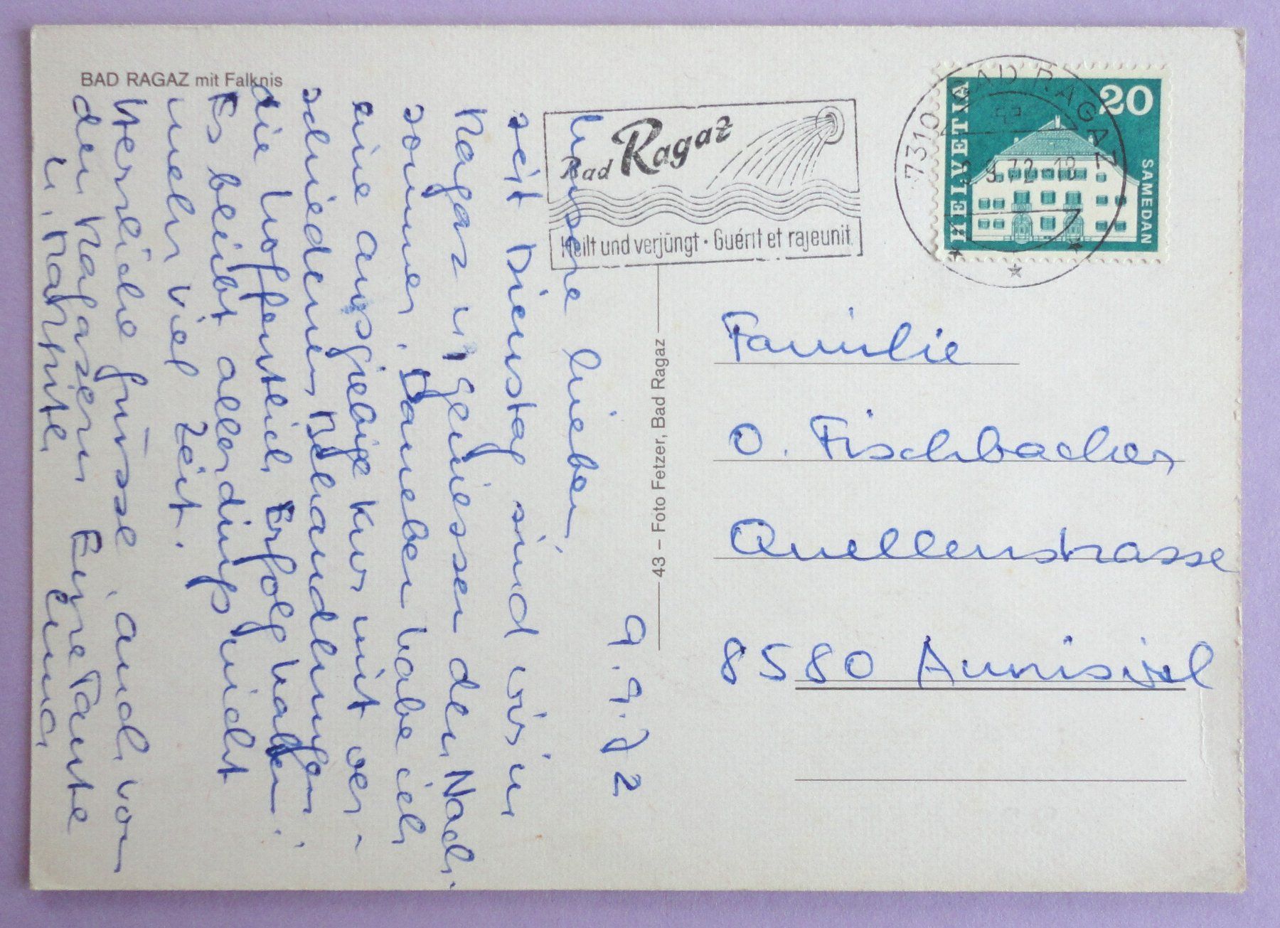 Cartoline postali: Bad Ragaz mit Falknis – Usato da Fétigny venduto da Billy2miny 1