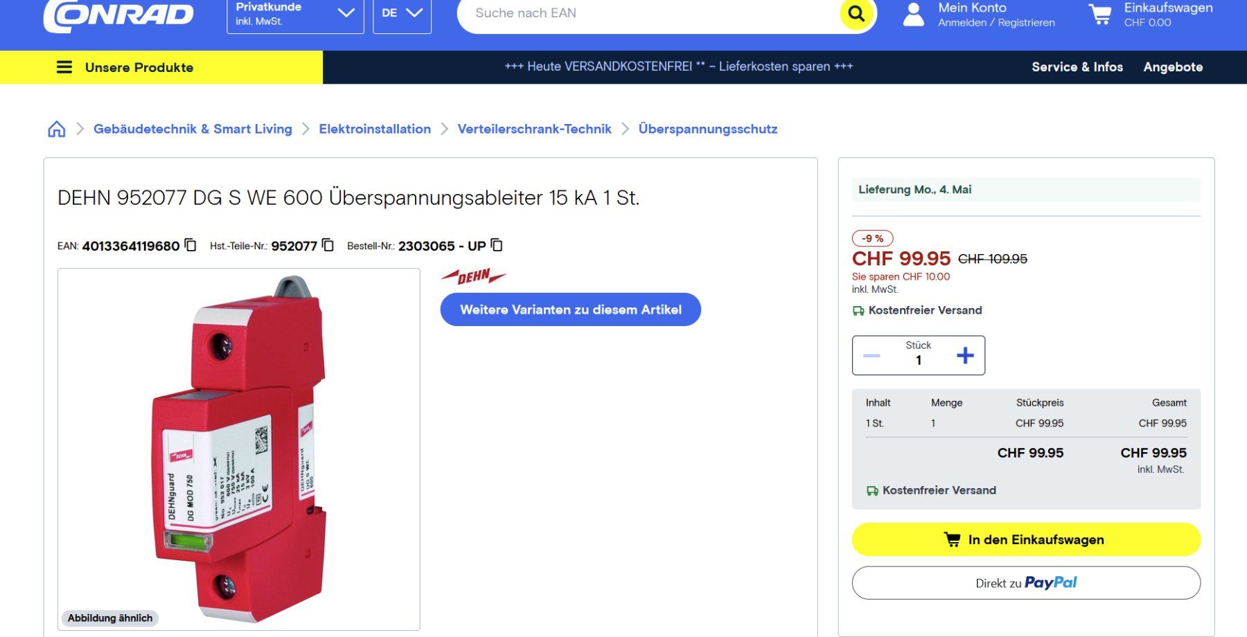 Stromzufuhr: Überspannungsableiter DEHN Typ 2 – Neu (gemäss Beschreibung) aus Schmitten FR von SirLanzelot 4