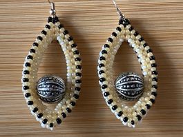Ethno Tropfen-Ohrringe 5,5 cm Vintage Silberperle Boho Chic