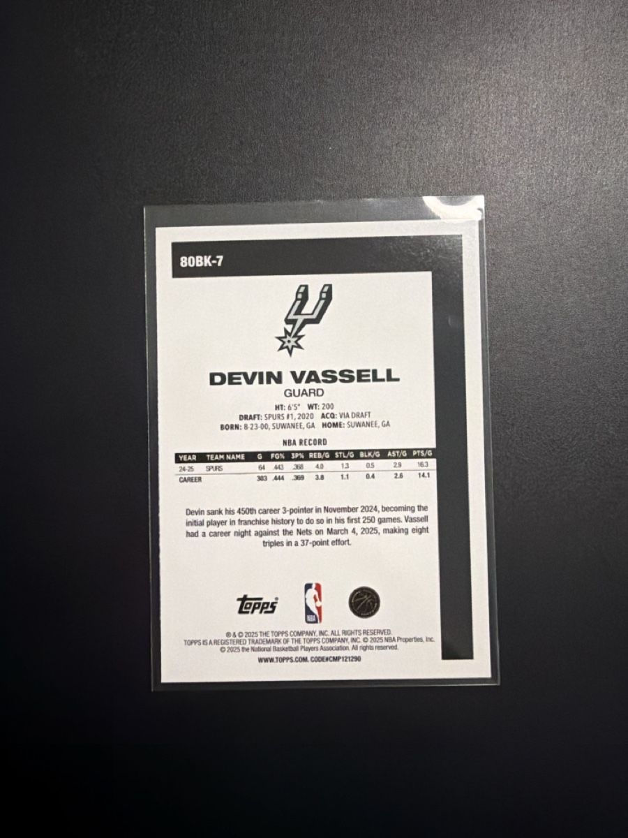 Topps Sammelbilder & Trading cards: Trading Card Devin Vassell Topps 2023 – Neu (gemäss Beschreibung) aus Bioggio von Iannu 1
