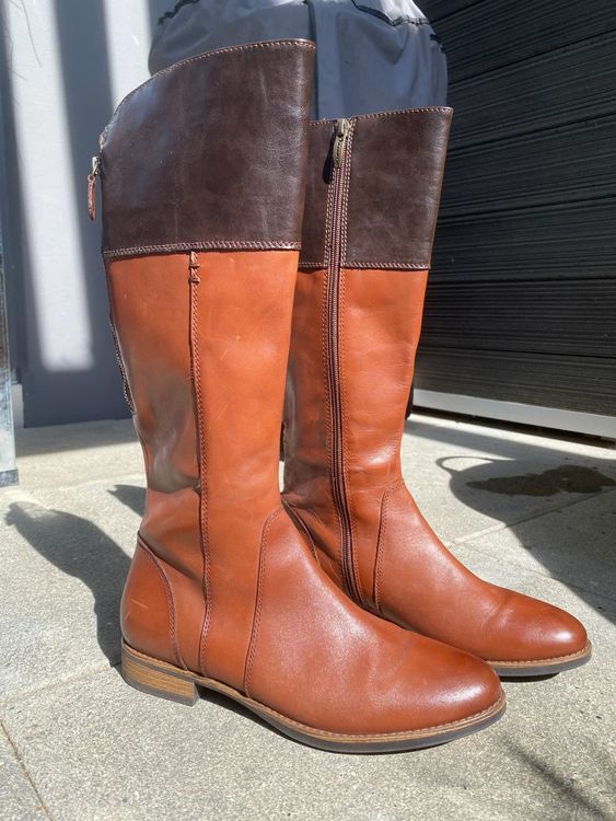 Bottines Tamaris En Cuir Camel - Taille 40, Talon 7 Cm, Style Décontracté Féminin