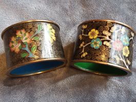 Paar feine Cloisonné Servietten Ringe, China,