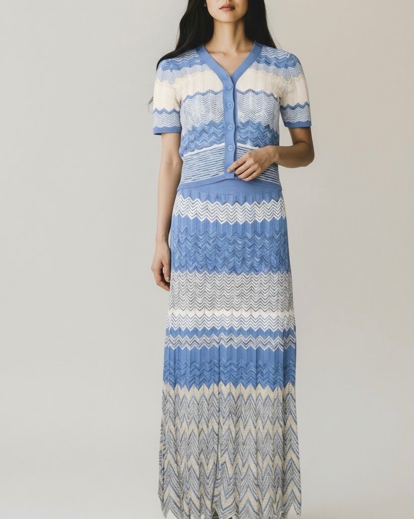 Sandro Lotti di vestiti: Sandro 2-Teiler blau-beige Gr. 34/36 – Usato da Binningen venduto da Designerlabels