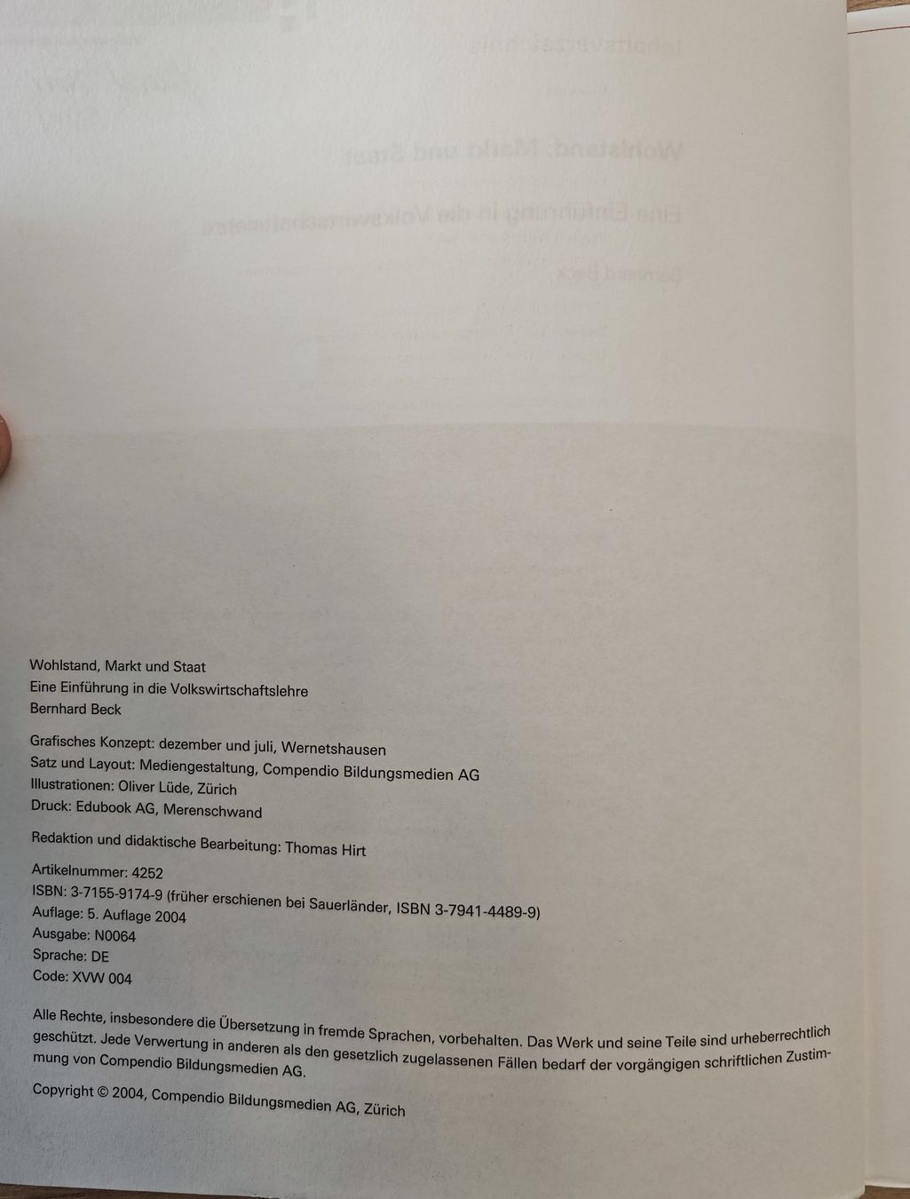 Libri: Volkswirtschaftslehre - Wohlstand, Markt und Staat – Usato da Fislisbach venduto da GenerousClub 2
