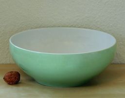 Saladier en porcelaine, vert et blanc, Rössler, années 50-60