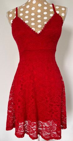Elegantes rotes Spitzenkleid Cocktailkleid – Gr. S