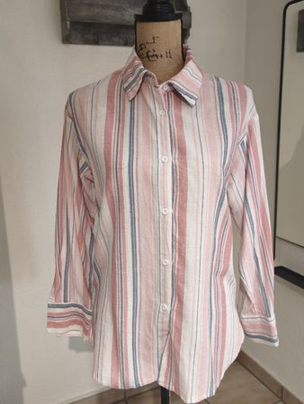 Dazy Bluse gestreift Weiss/Rosa/Blau Groesse S neu