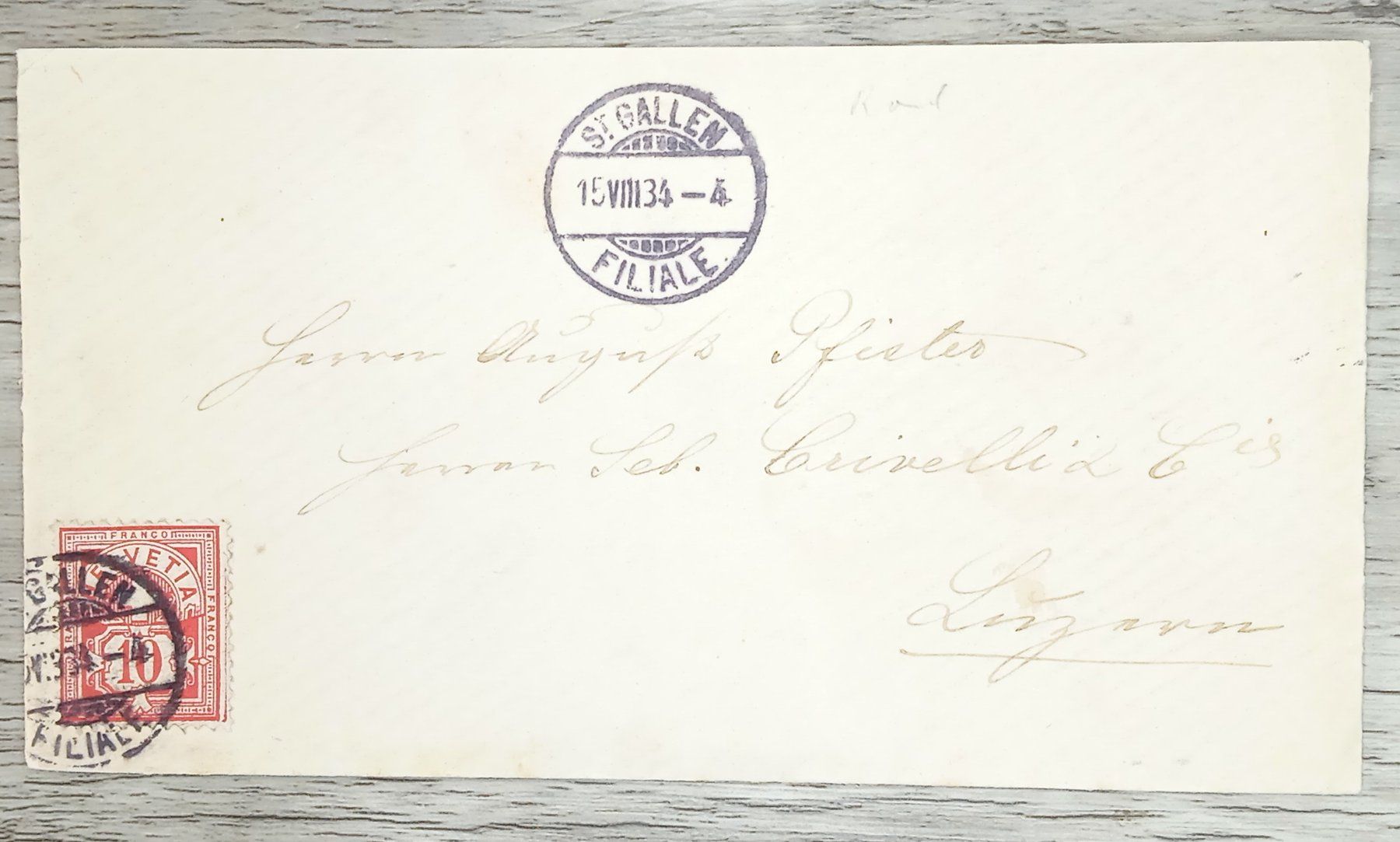 Tutti i francobolli: TR20 Enveloppe + Timbre Suisse 1884 – Usato da Cousset venduto da Patrick_Collections
