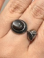 Designer-Ring mit Silber Obsidian