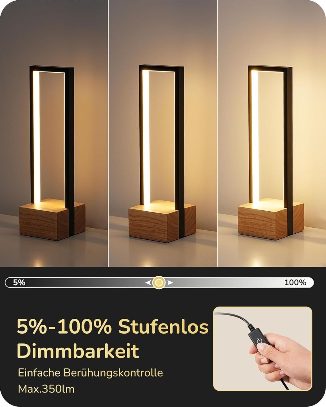 Lampade: Tischlampe Holz Touch Dimmbar 3 Farbtemperaturen – Nuovo e nell'imballaggio originale da Nuglar venduto da SmartLiving24