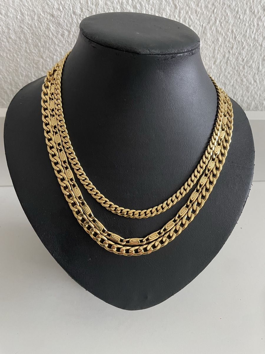 Catenine: Collier multi-chaînes plaquer or avec fermoir nœud 45 cm – Usato da Worben venduto da benit.drn 1