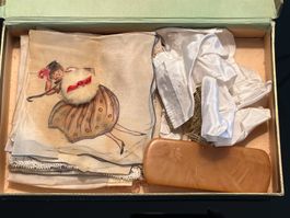 🎭 Coffret Vintage XIXe Italien Baptême & Mouchoirs Rares