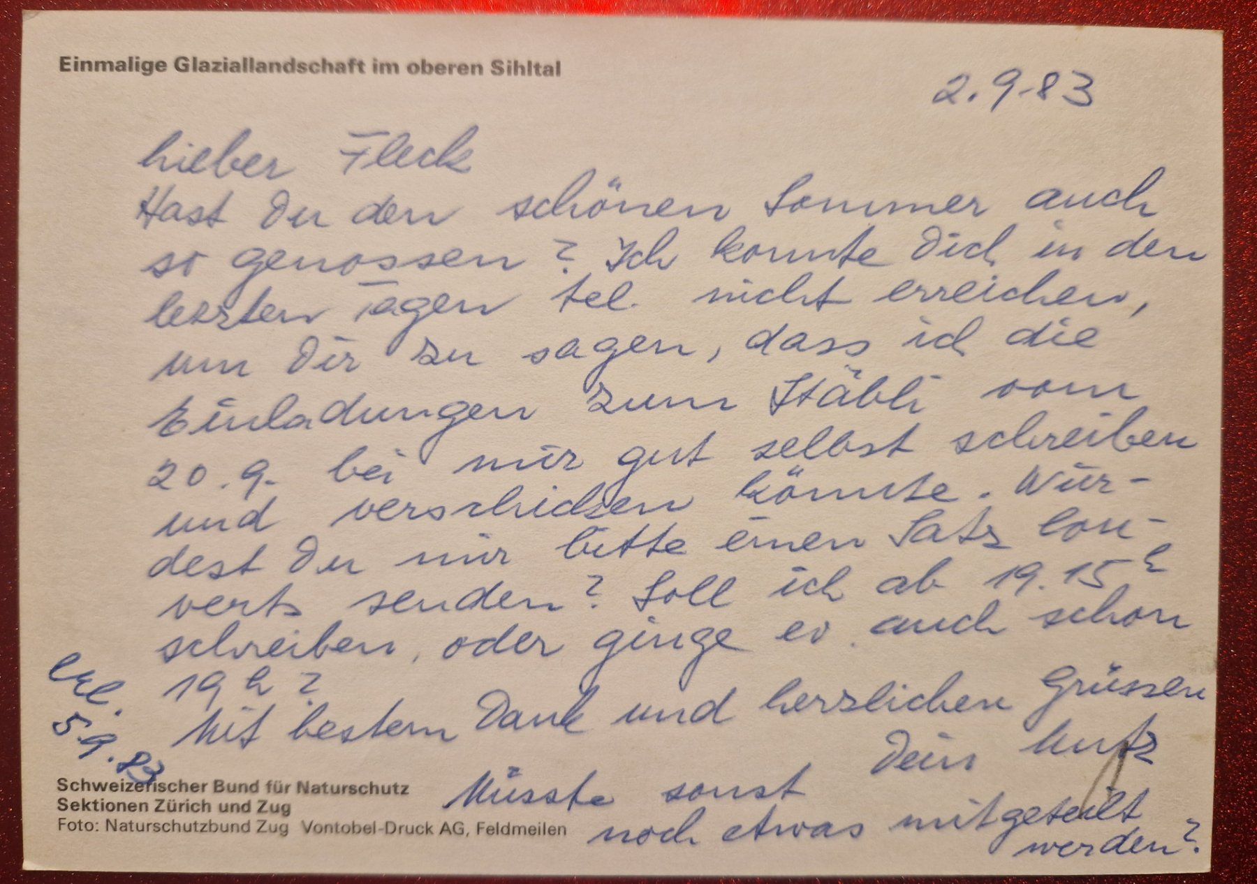 Cartoline postali: Sihltaler Landschaft 1983 – Usato da Melchnau venduto da Fishel 1