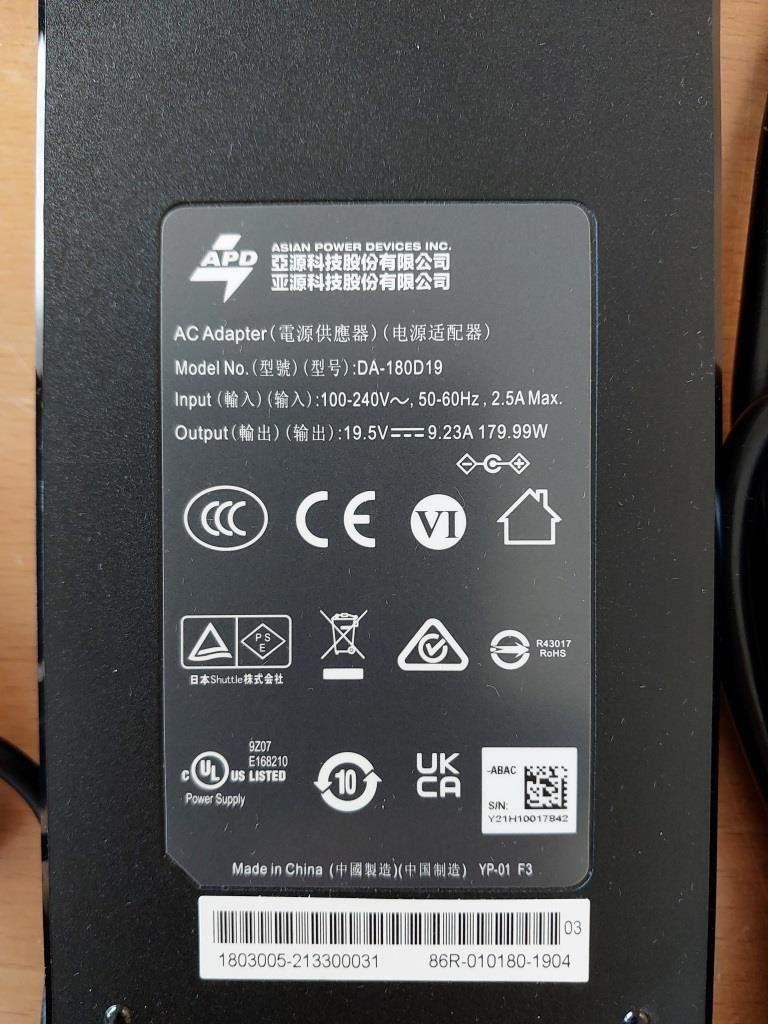 Unità & Adattatore: AC 180W Adapter APD DA-180D19 – Usato da Sorengo venduto da E-DataLabs 1