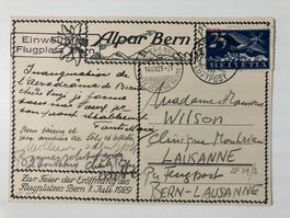 Flugplatzeinweihung Bern 1929, SF 29/2, mit Sonderstempel