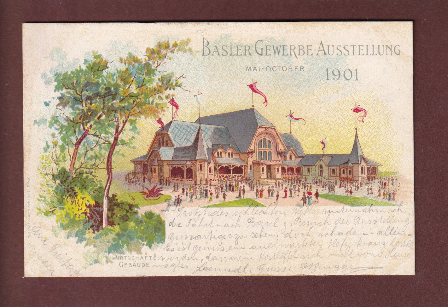 Cartoline postali: BASEL - Gewerbe Ausstellung 1901 – Usato da Pully venduto da nicecards