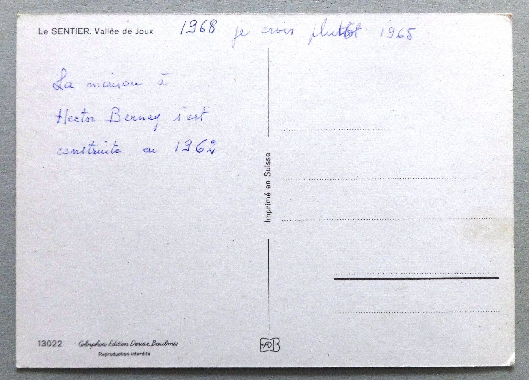 Cartes postales: Le Sentier, Vallée de Joux – D'occasion à Fétigny par Billy2miny 1