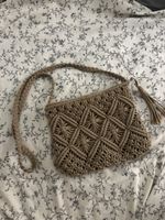 Borsa a tracolla macrame beige fatta a mano nuova