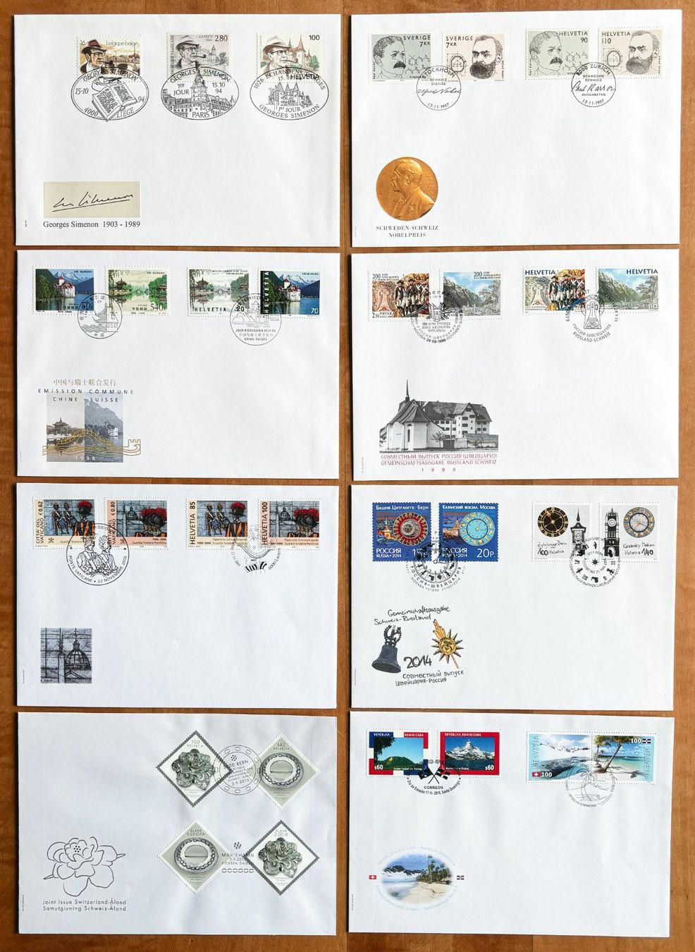 Tous les timbres: 1994-2016, 8 FDC's mit Gemeinschaftsausgaben – Neuf (Voir description) à Nuglar par Stamp88