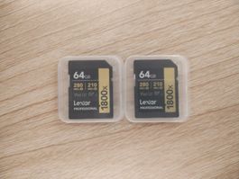 LEXAR 2 Cartes SD Pro Gold Series UHS-II 1800x 64GB V60