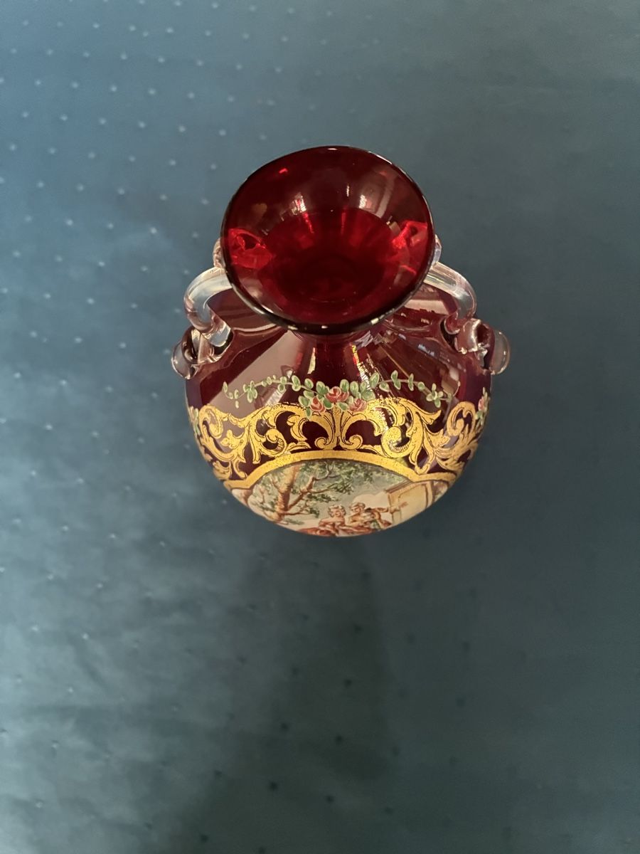 Murano Vasen & Gefässe: Antike, rubinrote Glasvase Murano – Gebraucht aus Dornach von Rosengarten 4