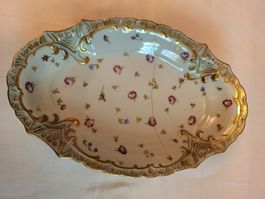 Antike Porzellanschale, handbemalt mit Gold