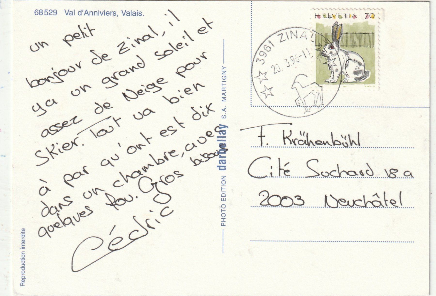 Cartoline postali: Zinal Winter – Usato da Lumbrein venduto da made02 1