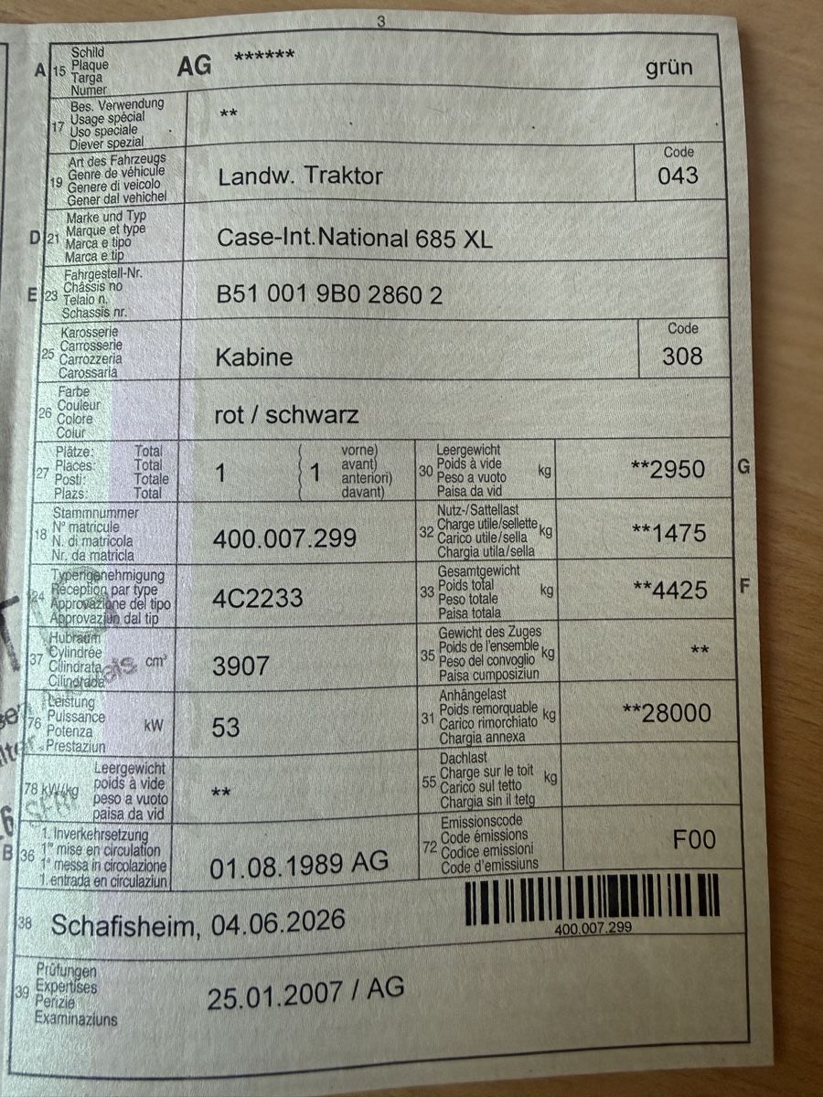 Trattori: Traktor Case-Int. National 685XL – Usato da Bützberg venduto da Wuethrich4922 4