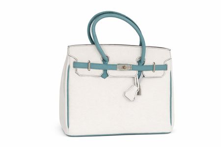 Sac à main d'été chic, cuir blanc et bleu turquoise