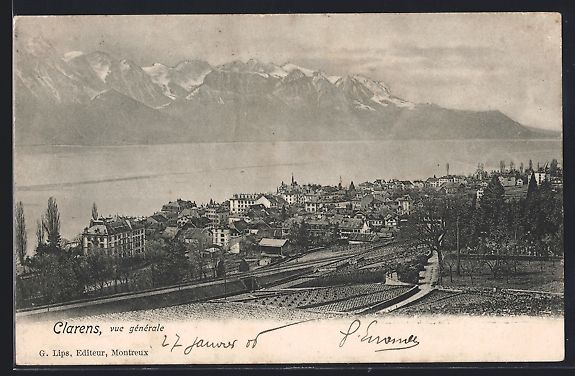 Cartoline postali: AK Clarens, Vue générale, 1906 – Usato da Berlin venduto da bartko-reher