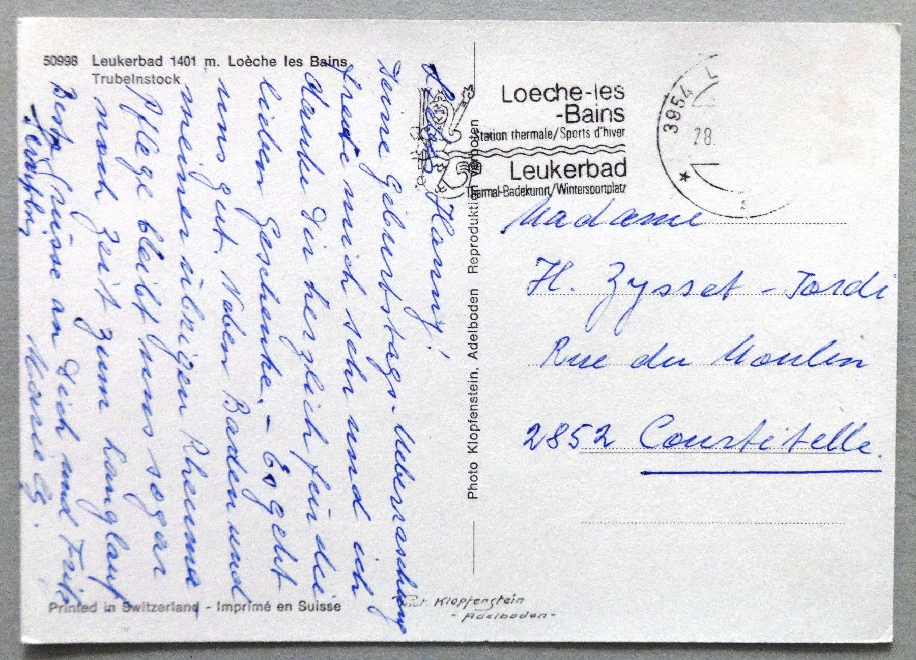 Cartoline postali: Leukerbad 1401 m, Trubelnstock – Difettoso da Fétigny venduto da Billy2miny 1