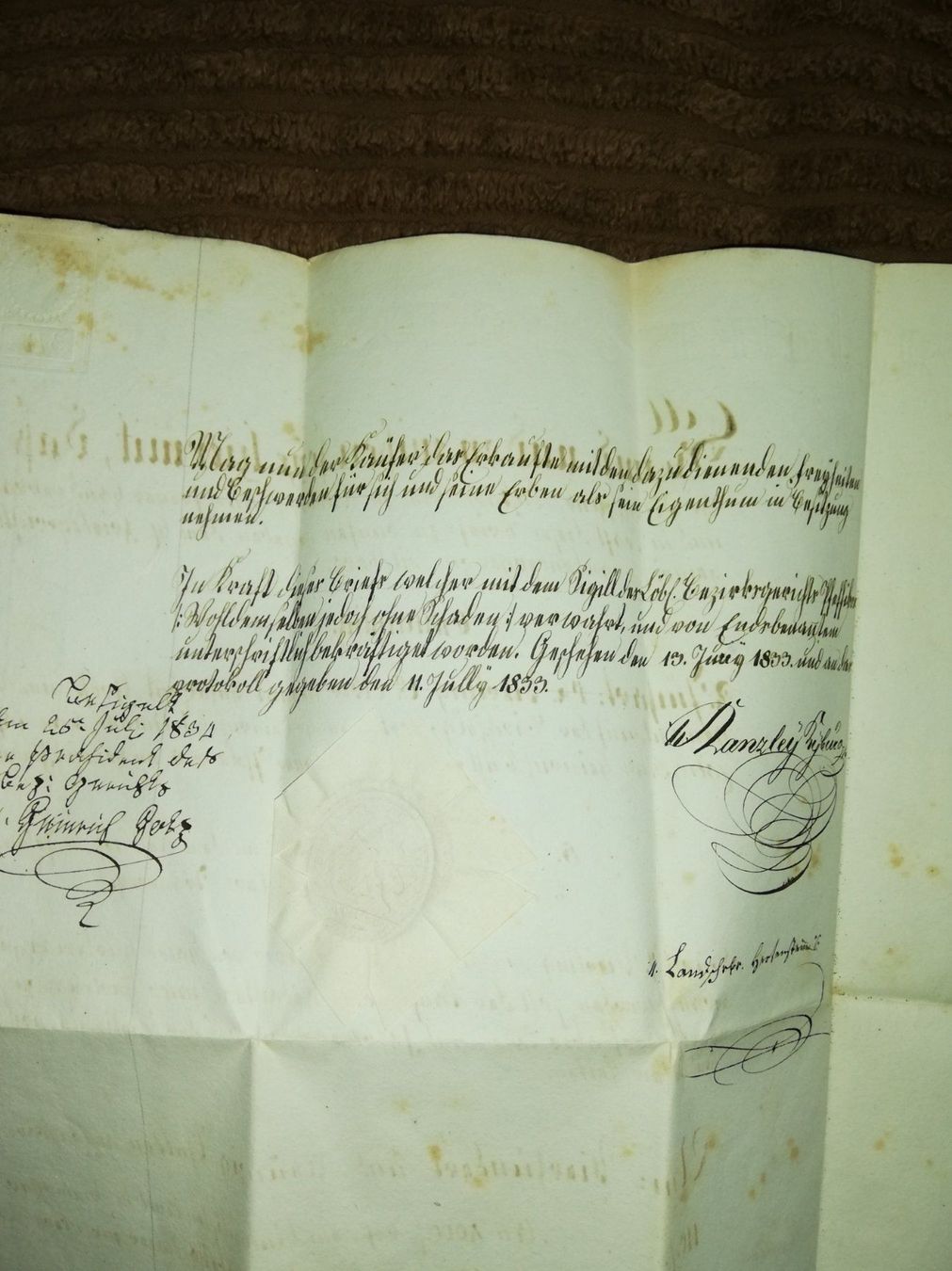 Documenti: Alter Kaufbrief von 1833 – Usato da Grenchen venduto da Schlussliecht 2