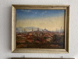 Antikes Gemälde Stadtansicht von Istanbul 19.Jh.