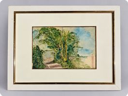 Tableau vintage – Paysage de jardin à l'aquarelle