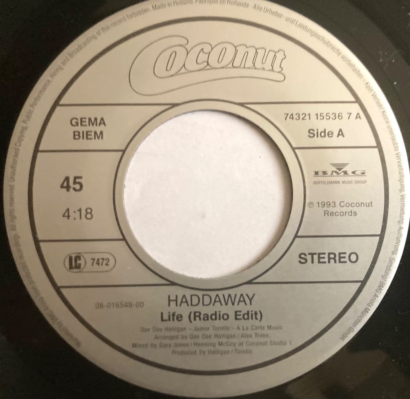 Schallplatten: HADDAWAY - LIFE – Gebraucht aus Poliez-Pittet von Newtown-Records 2