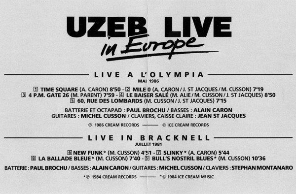 CDs: UZEB - Live in Europe 1988 CD – Neuf (Voir description) à Genève par  1