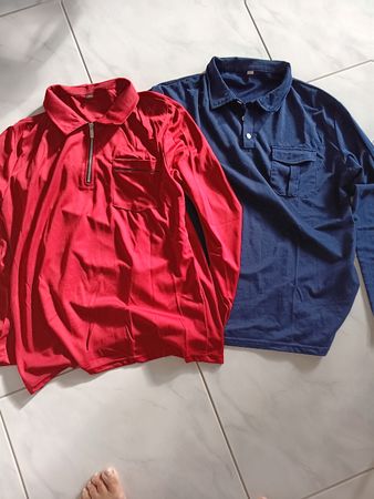 2 Langarmshirts Gr. M, rot & blau neu