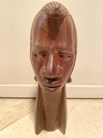 Afrikanische Holzskulptur Kopf Mann Büste Vintage Figur Deko