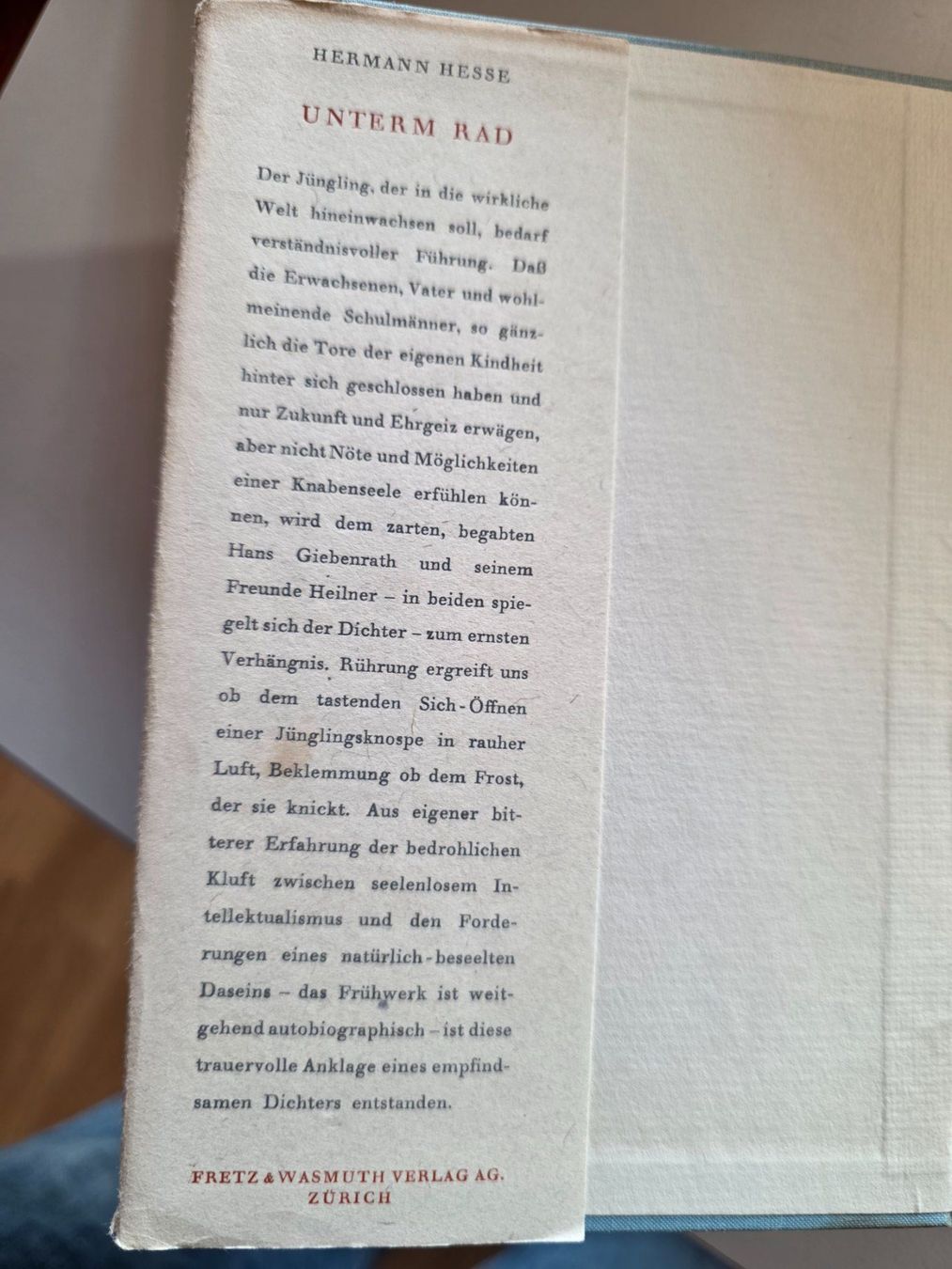 Libri: Hermann Hesse - Unterm Rad - Roman 1951 – Usato da Walterswil BE venduto da Lonitti 1