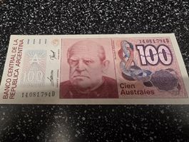 Argentinien 100 Australes Banknote 