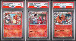PSA 10 Seq Set Charmander Charmeleon Charizard Pokekyun 1.Ed