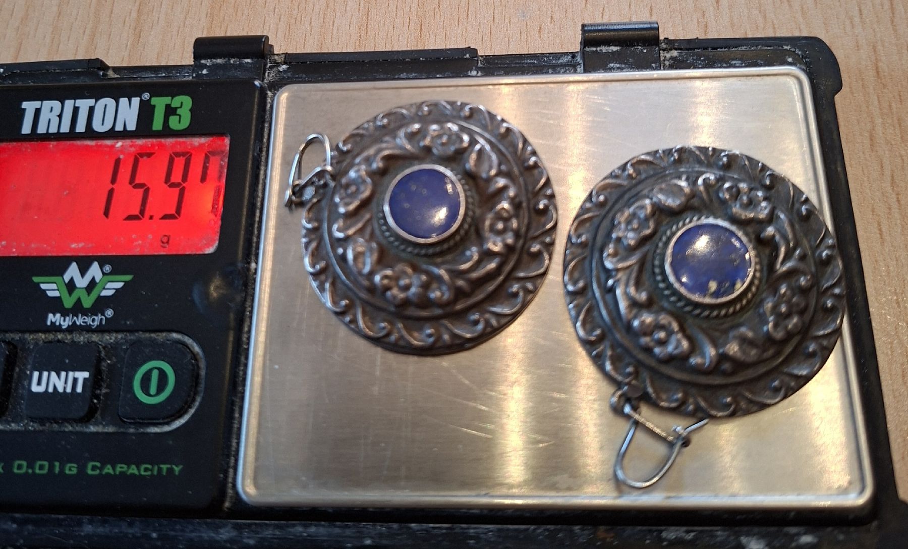 Boucles d'oreille: Ein paar Silber 925 Ohrringe mit Lapislazuli  – D'occasion à Bern par chuderluri01 3