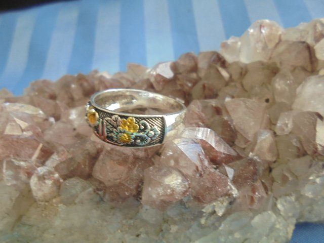 Anelli: Ring mit Blumen Tibetsilber – Nuovo (secondo la descrizione) da Hinwil venduto da Glasperlen 2