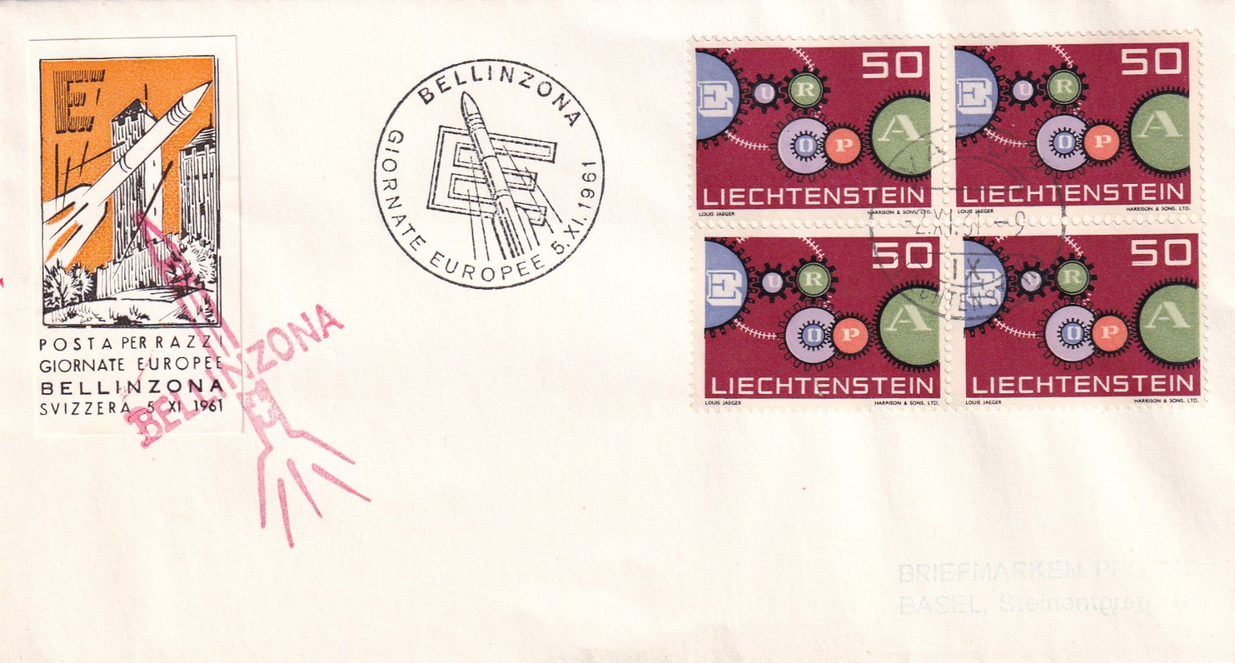 Tutti i francobolli: Raketenpost Bellinzona 5.11.1961 – Usato da Birsfelden venduto da chr_yq2g