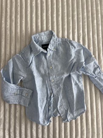 ARMANI LEINEN HEMD WEISS BLAU GR 4/106