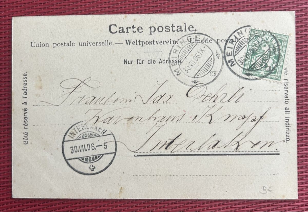 Cartoline postali: AK Meiringen Hotel Krone  – Usato da Horw venduto da Tellbub 1