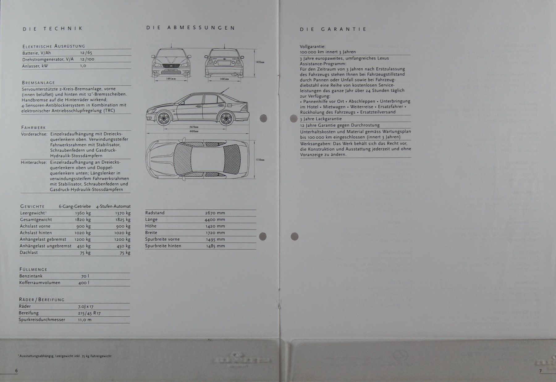 Lexus Documents: PREISE- & TECHNIKLISTE | LEXUS - IS200  | AB 09.2001 - DE – D'occasion à Unterägeri par Isha04 3