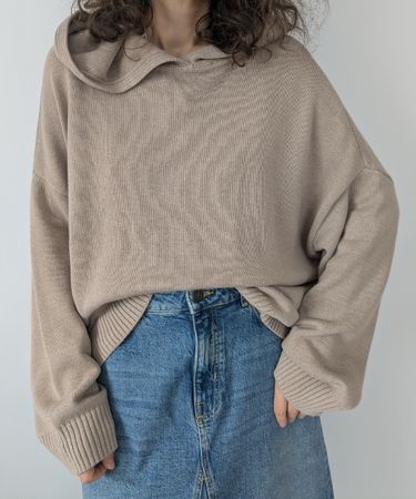 Kapuzenpullover C&A beige Strick Grösse L/XL  oversize 