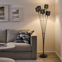 Stehlampe 5-flammig Schwarz Gold Modern Design Wohnzimmer